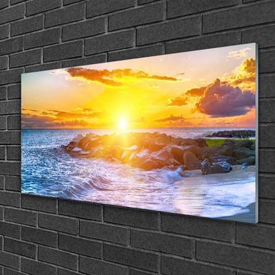 Plexiglas® Wall Art Sun sea landscape blue yellow