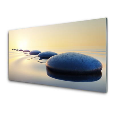 Plexiglas® Wall Art Water stones art blue yellow