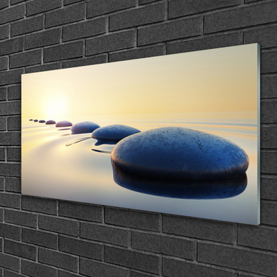 Plexiglas® Wall Art Water stones art blue yellow