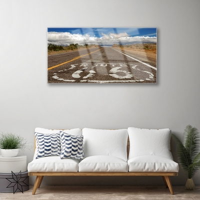 Plexiglas® Wall Art Road landscape grey white