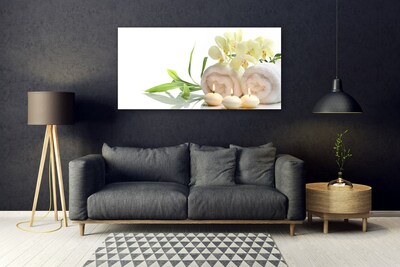 Plexiglas® Wall Art Flower candle towels art white green