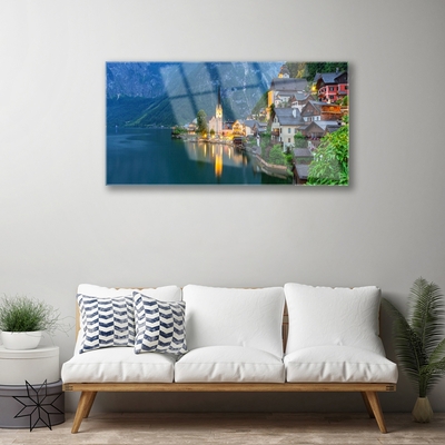 Plexiglas® Wall Art City sea landscape blue yellow grey white