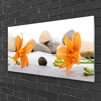 Plexiglas® Wall Art Flower stones floral grey yellow