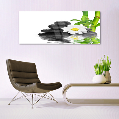 Plexiglas® Wall Art Bamboo tube flower stones floral green white black