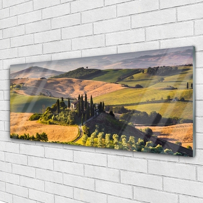 Plexiglas® Wall Art Acker mountains landscape green brown
