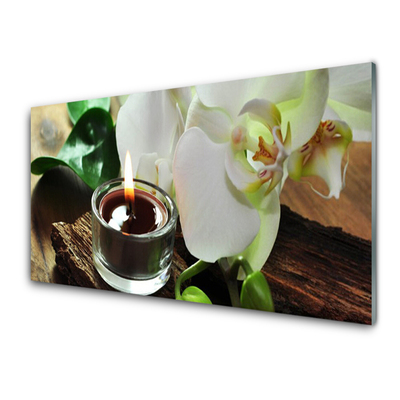 Plexiglas® Wall Art Flower candle floral white black