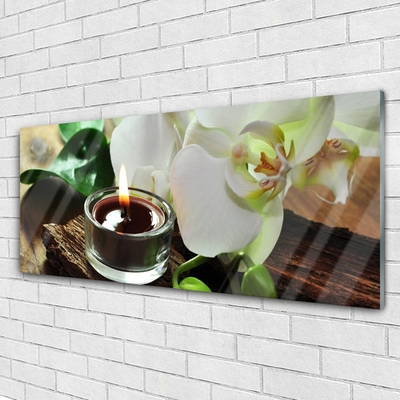 Plexiglas® Wall Art Flower candle floral white black