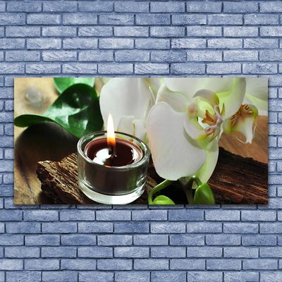 Plexiglas® Wall Art Flower candle floral white black