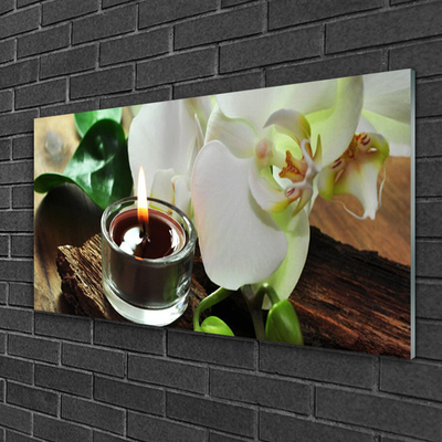 Plexiglas® Wall Art Flower candle floral white black