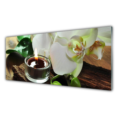 Plexiglas® Wall Art Flower candle floral white black