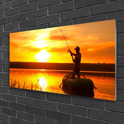 Plexiglas® Wall Art Sun sea fisherman landscape yellow