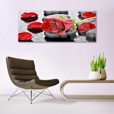 Plexiglas® Wall Art Rose stones floral red grey