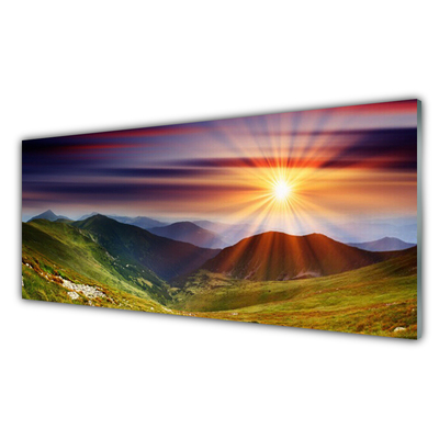 Plexiglas® Wall Art Sun mountains nature yellow green