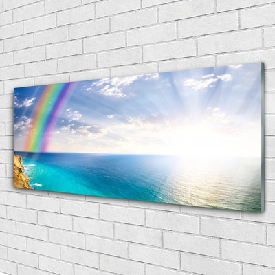 Plexiglas® Wall Art Rainbow sun sea landscape multi