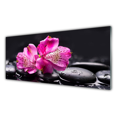 Plexiglas® Wall Art Flower stones floral red black