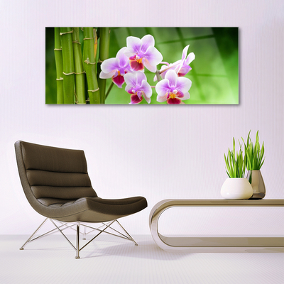 Plexiglas® Wall Art Bamboo tube flowers floral green pink