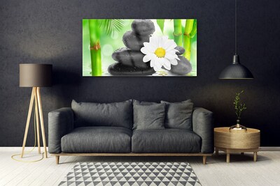 Plexiglas® Wall Art Bamboo tube flower stones art green white black