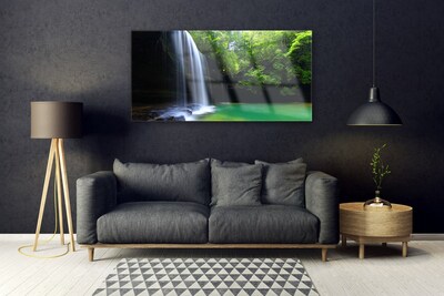 Plexiglas® Wall Art Waterfall forest nature purple blue brown green