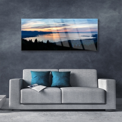 Plexiglas® Wall Art Ocean beach landscape blue yellow black grey