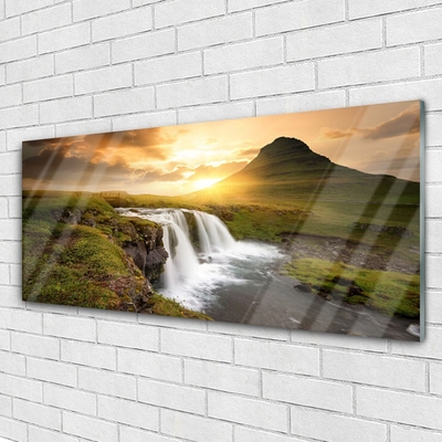 Plexiglas® Wall Art Mountain waterfall nature grey green white