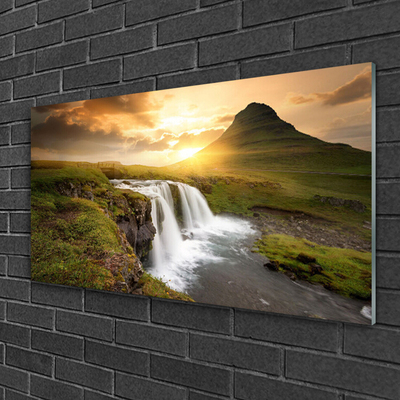 Plexiglas® Wall Art Mountain waterfall nature grey green white