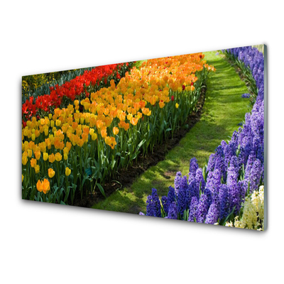 Plexiglas® Wall Art Flowers floral green red yellow purple