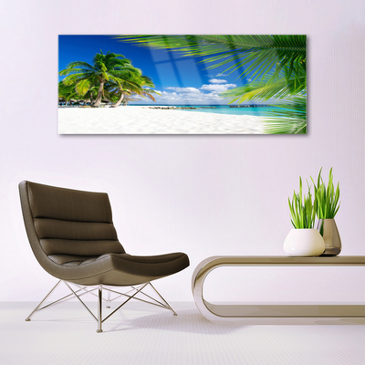 Plexiglas® Wall Art Beach palm trees landscape brown green