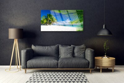 Plexiglas® Wall Art Beach palm trees landscape brown green