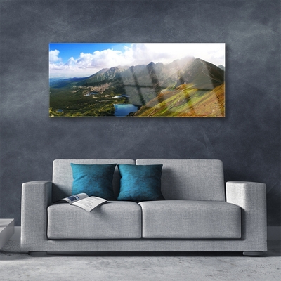 Plexiglas® Wall Art Mountain meadow landscape grey green