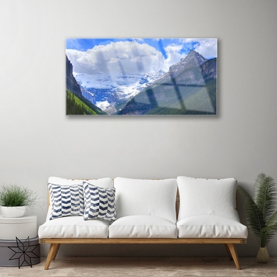 Plexiglas® Wall Art Mountains landscape grey blue white green