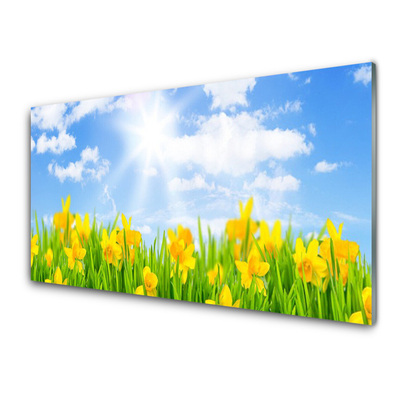 Plexiglas® Wall Art Jonquille sun floral green yellow white