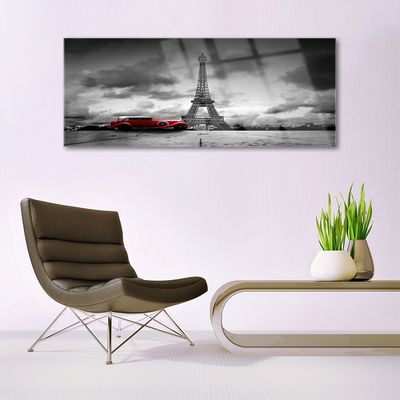 Plexiglas® Wall Art Eiffel tower car architecture grey red