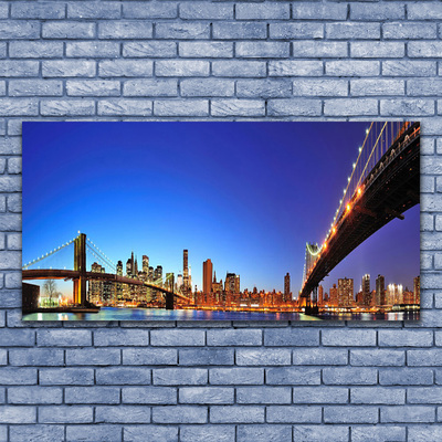 Plexiglas® Wall Art Bridge city architecture brown blue purple
