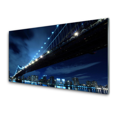 Plexiglas® Wall Art Bridge city architecture black blue