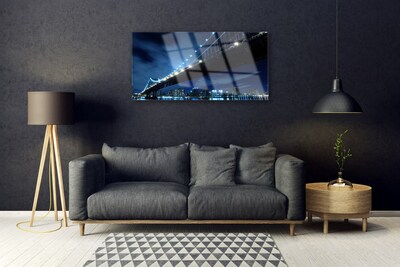 Plexiglas® Wall Art Bridge city architecture black blue