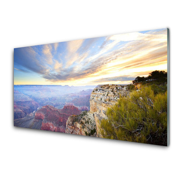 Plexiglas® Wall Art Sea mountains landscape grey green brown blue