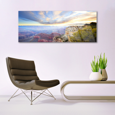 Plexiglas® Wall Art Sea mountains landscape grey green brown blue