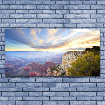 Plexiglas® Wall Art Sea mountains landscape grey green brown blue