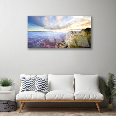 Plexiglas® Wall Art Sea mountains landscape grey green brown blue