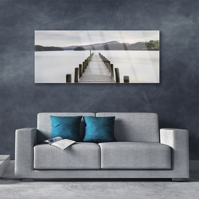 Plexiglas® Wall Art Sea bridge architecture grey