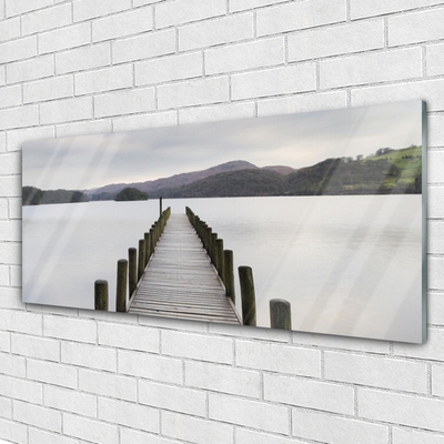 Plexiglas® Wall Art Sea bridge architecture grey