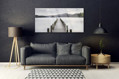 Plexiglas® Wall Art Sea bridge architecture grey