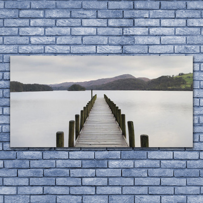 Plexiglas® Wall Art Sea bridge architecture grey