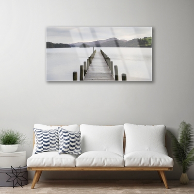 Plexiglas® Wall Art Sea bridge architecture grey