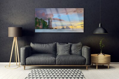 Plexiglas® Wall Art Sea mountains landscape grey green