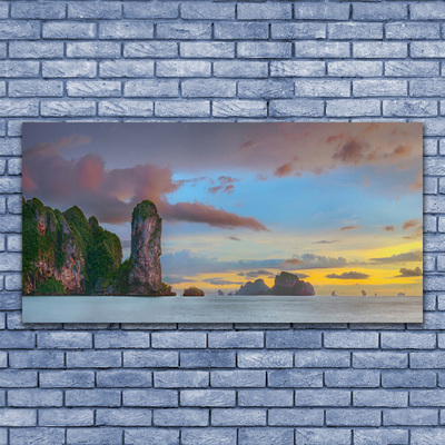 Plexiglas® Wall Art Sea mountains landscape grey green