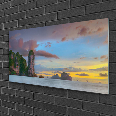 Plexiglas® Wall Art Sea mountains landscape grey green