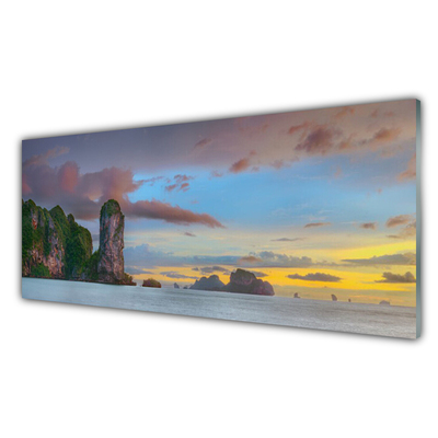 Plexiglas® Wall Art Sea mountains landscape grey green