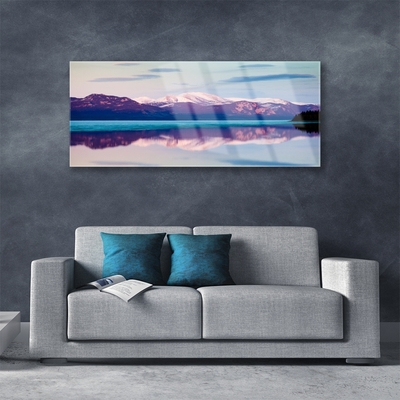 Plexiglas® Wall Art Mountain lake landscape white brown blue black