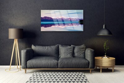 Plexiglas® Wall Art Mountain lake landscape white brown blue black